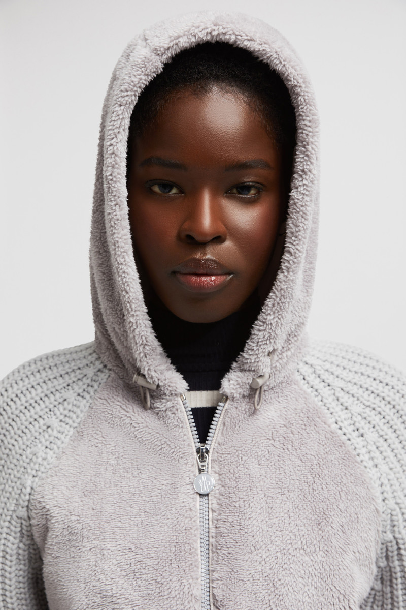 Padded Wool & Teddy Zip-up Hoodie 4