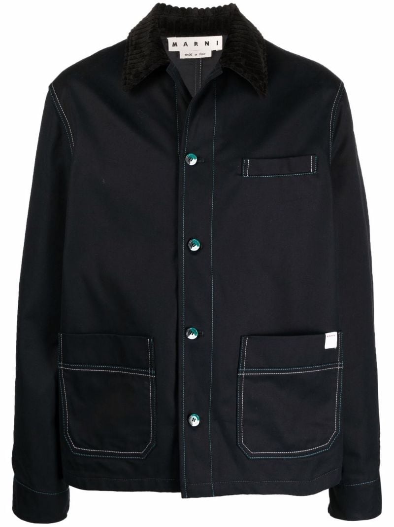 stitch-detail shirt jacket - 1