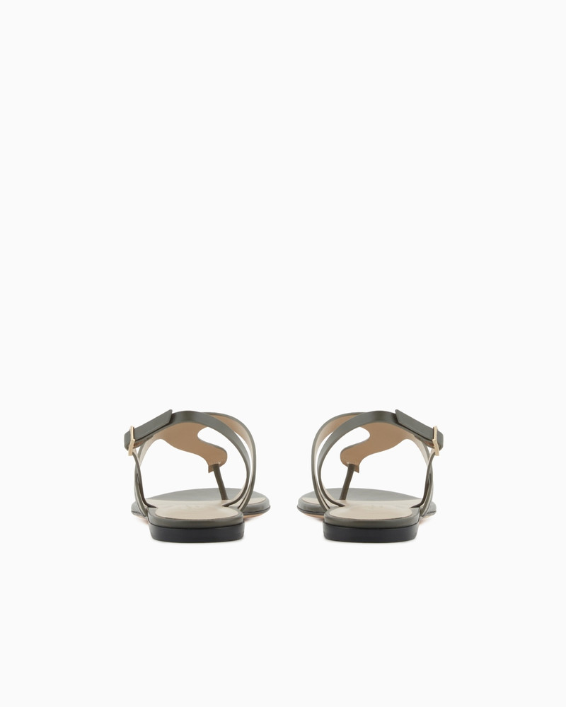 GIORGIO ARMANI LEATHER AND SUEDE FLAT THONG SANDALS outlook
