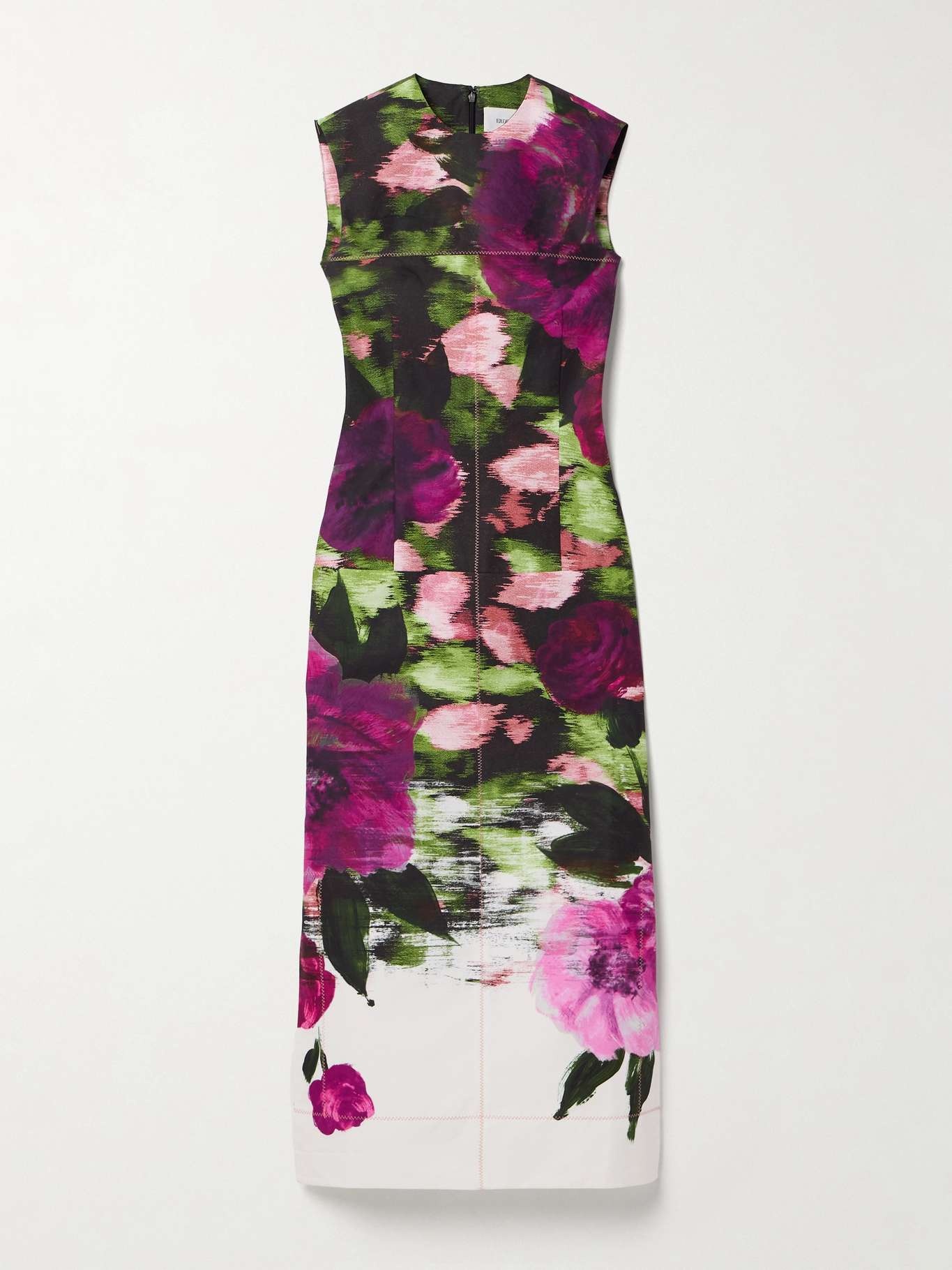 Floral-print cotton-faille midi dress - 1