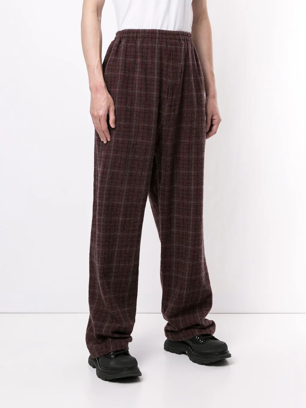 checked wide-leg trousers - 3