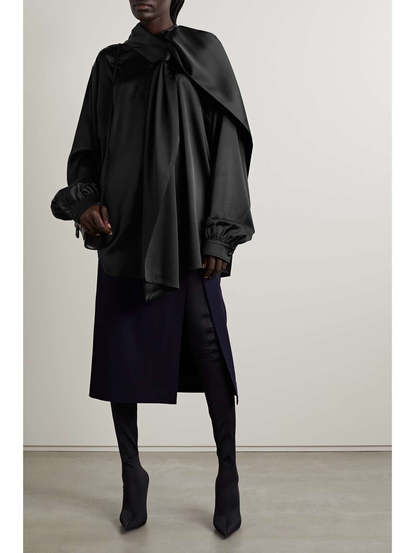 Hooded duchesse-satin blouse - 2