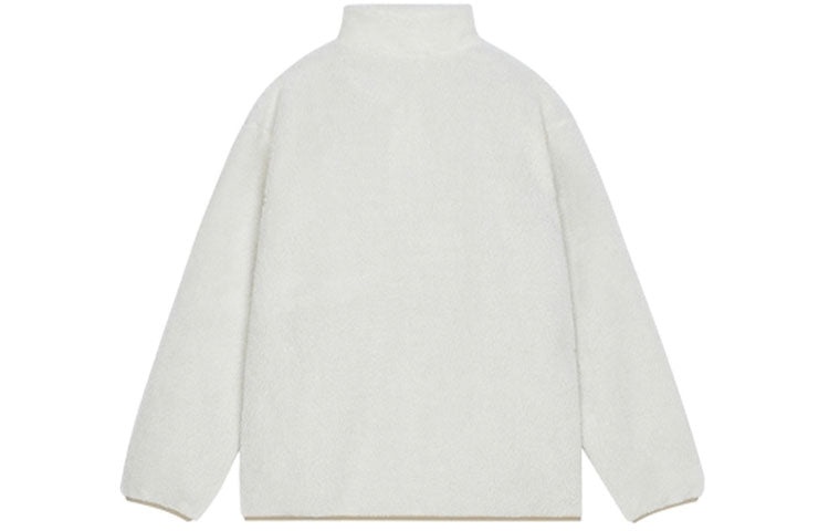 New Balance Contrasting Colors Knit Suede Sports Stand Collar Logo Lamb's Wool Jacket White AMJ13346 - 2