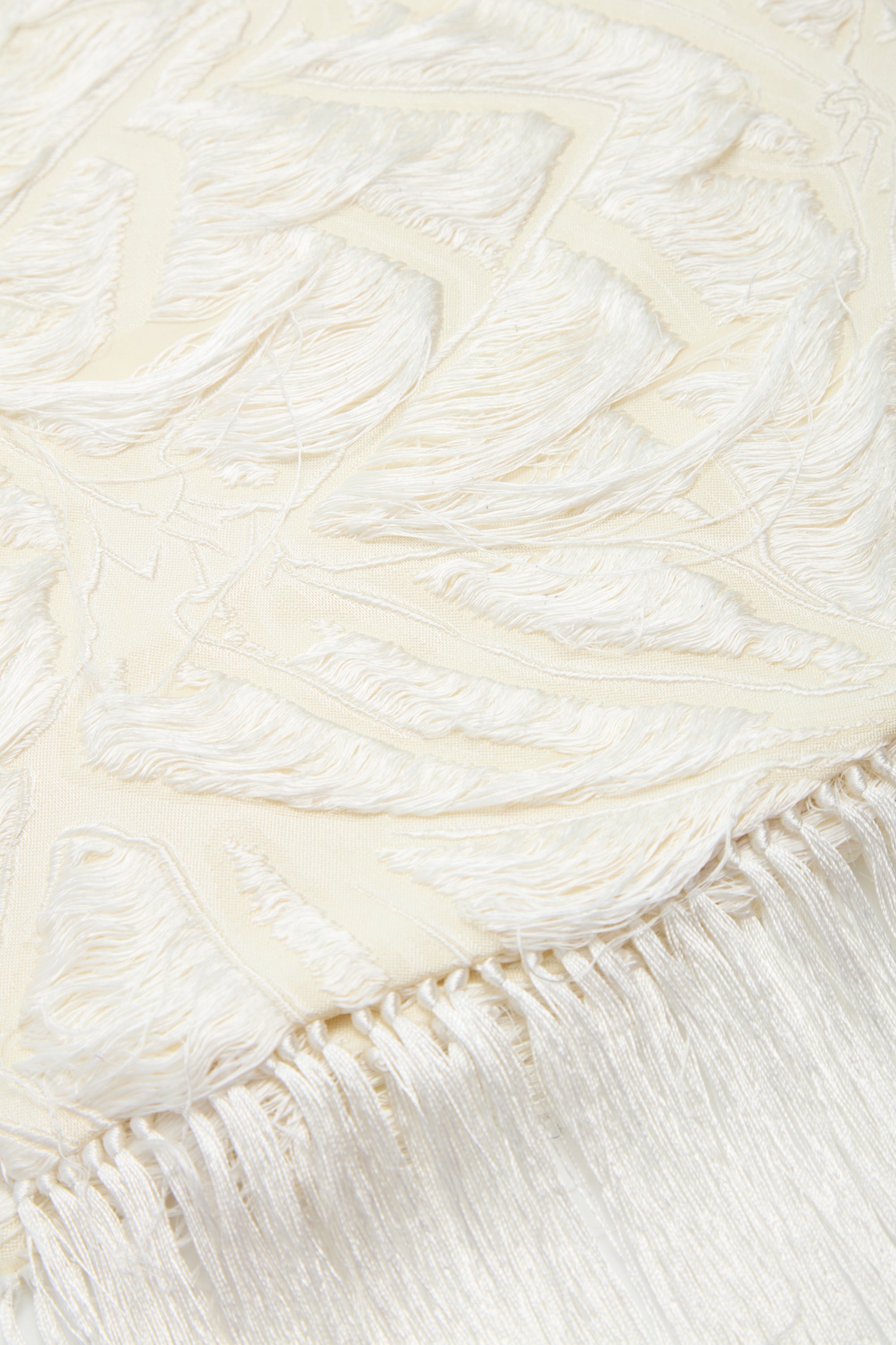 Blaine Scarf in Ivory Silk Virgin Wool Jacquard - 3
