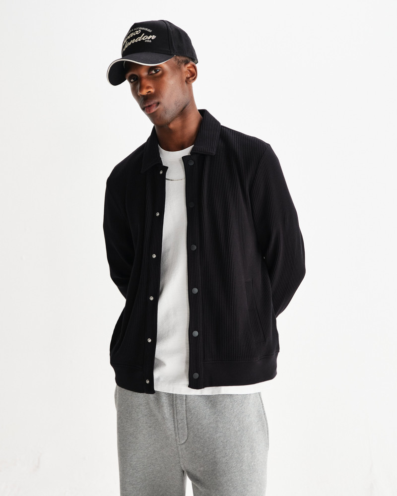 Wax London Hays - Black Structured Waffle Overshirt outlook
