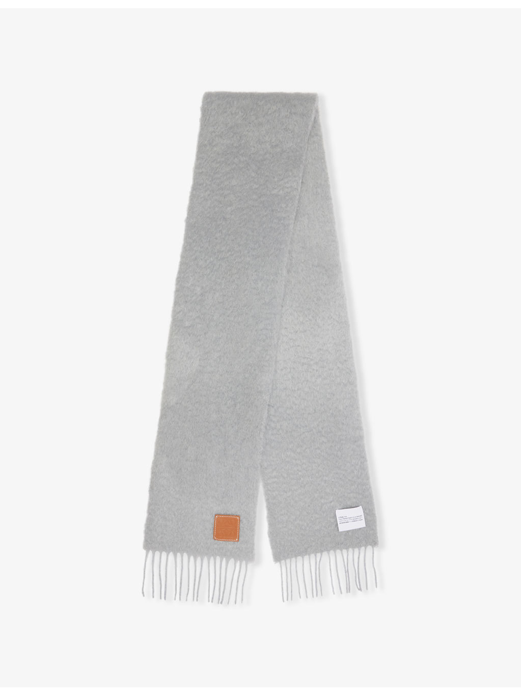 Brand-Plaque Fringed Wool-Blend Scarf - 1