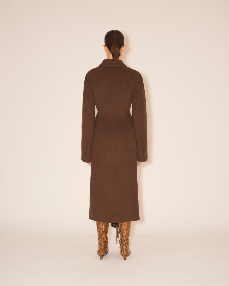 MAGDA - High buttoned fitted tailored blazer with side split - Soil 5