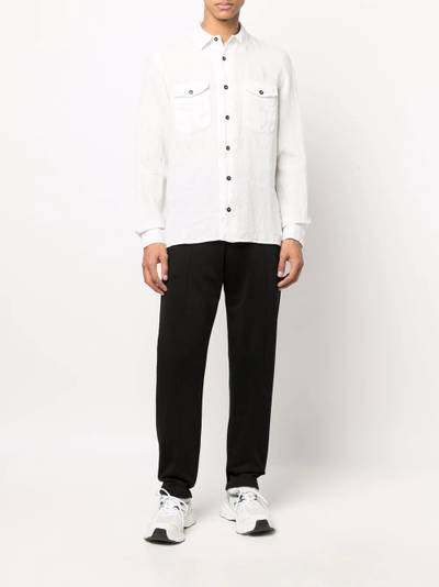 Stone Island Compass-embroidered linen shirt outlook