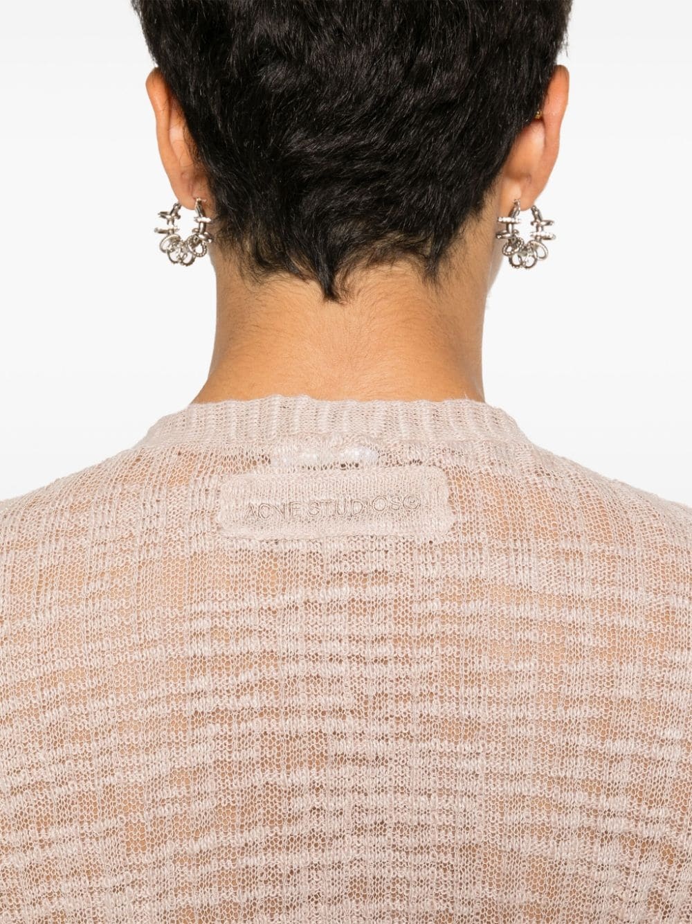 semi-sheer panel ribbed-knit cardigan - 5