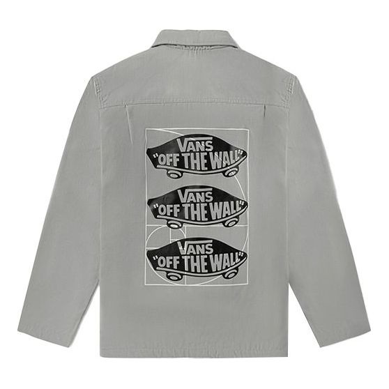 Men's Vans Series Skateboard Logo Printing Sports Jacket Gray VN0A5F5SSLV1 - 2
