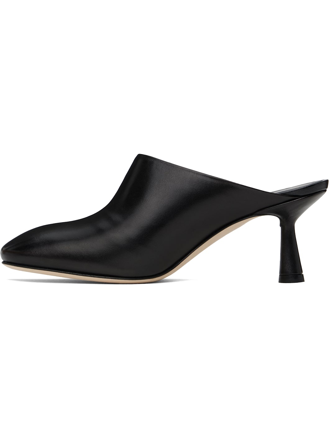 Black Mila Nappa Leather Heels - 3