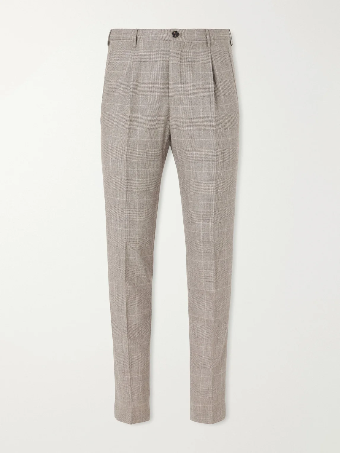 Tapered Prince of Wales Checked Wool and Cashmere-Blend Trousers - 1