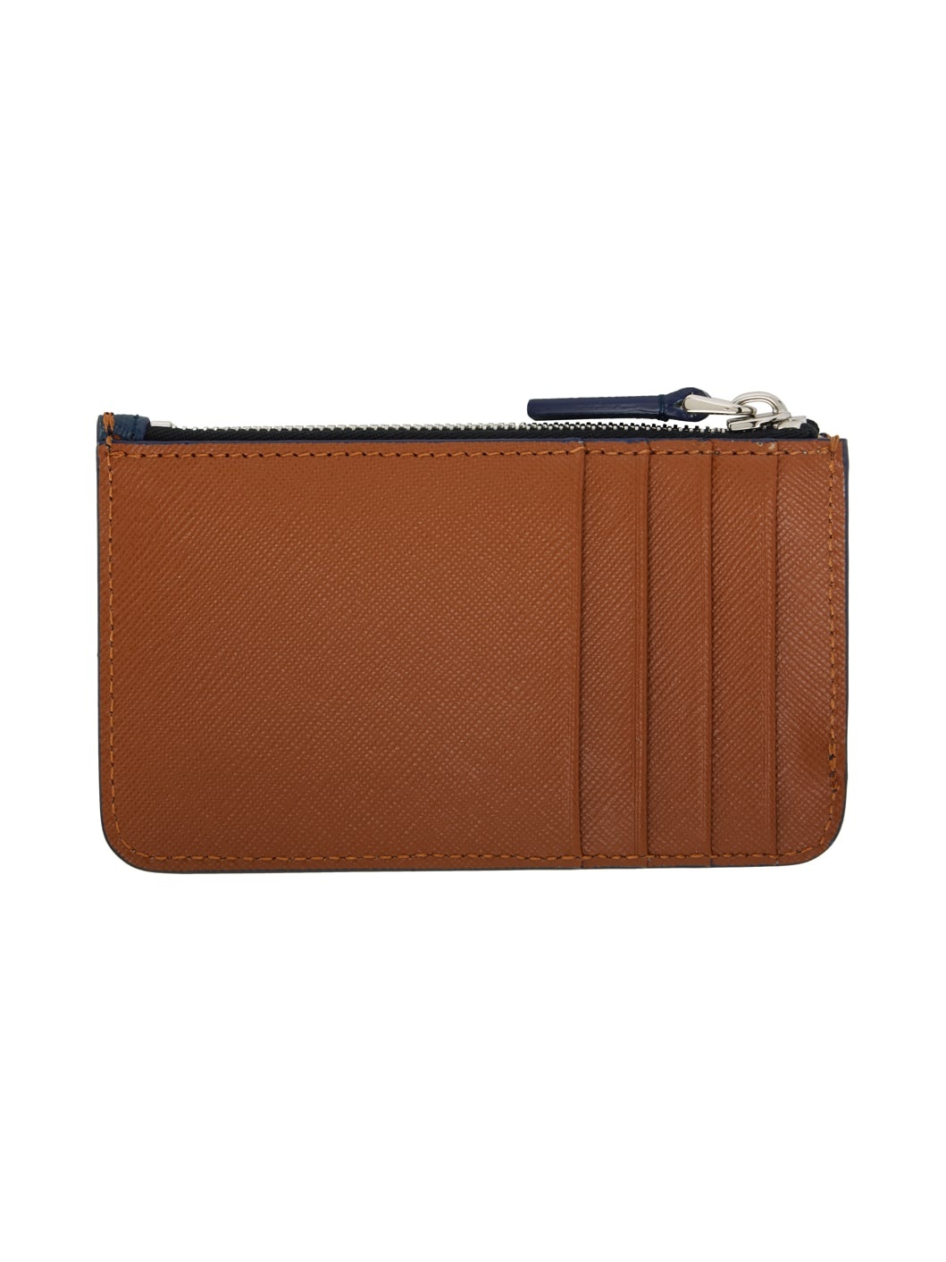 Navy & Brown Saffiano Leather Card Holder - 2