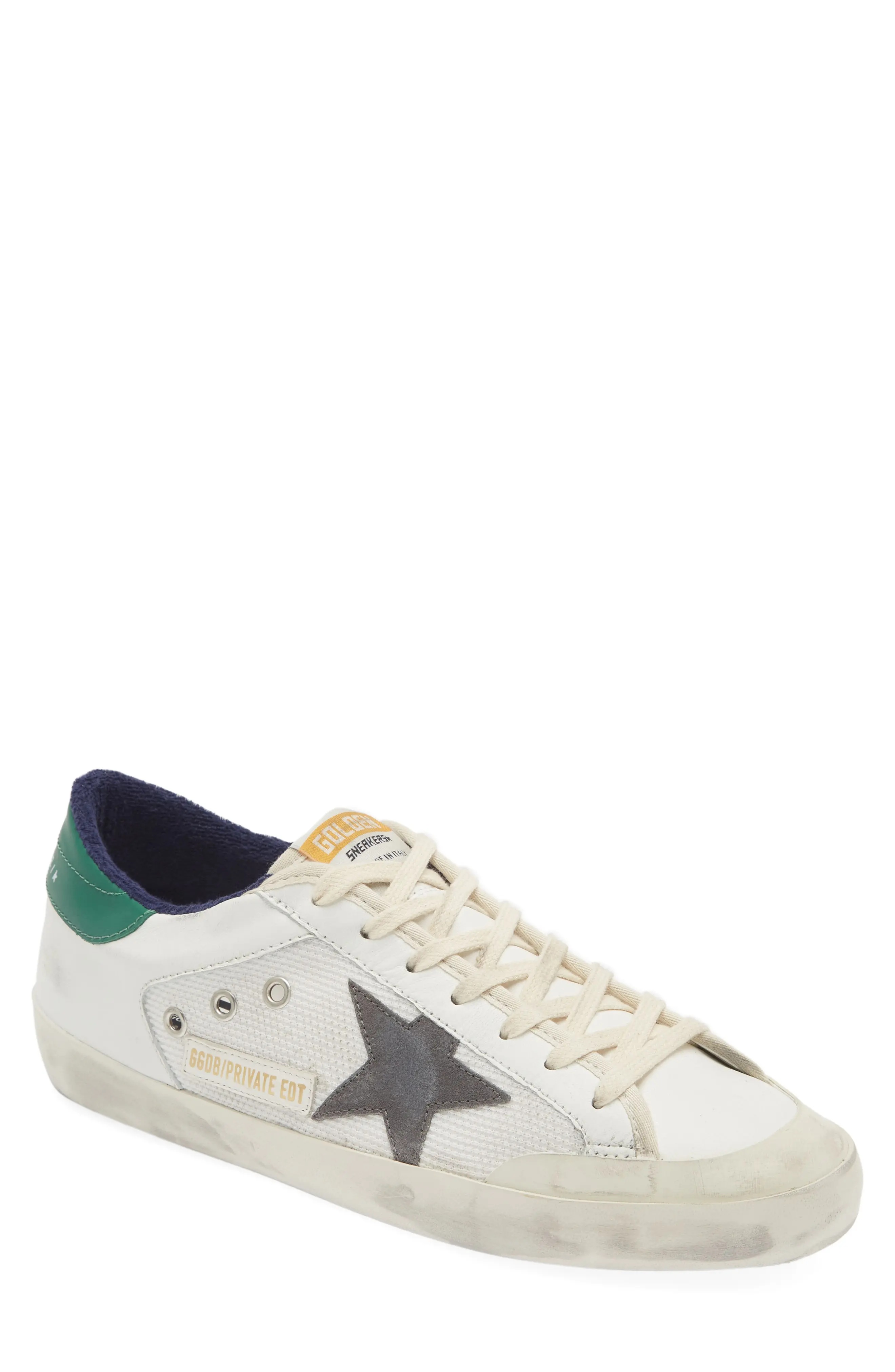 Super-Star Low Top Sneaker in White/Grey/Green - 1