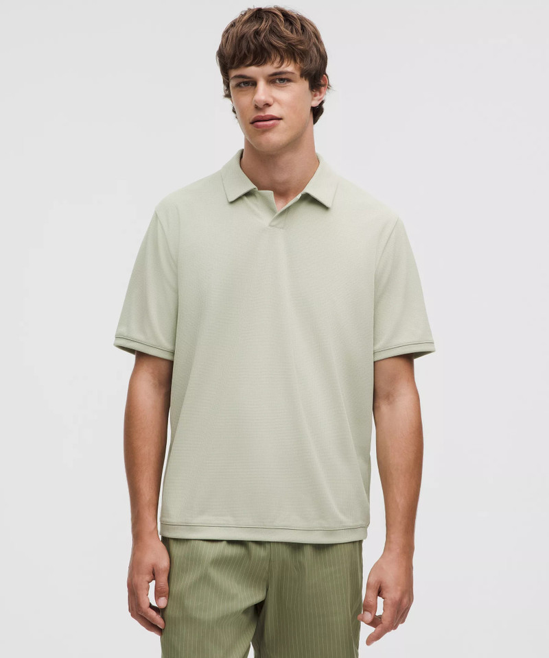 Textured Mesh Short-Sleeve Polo Shirt 1