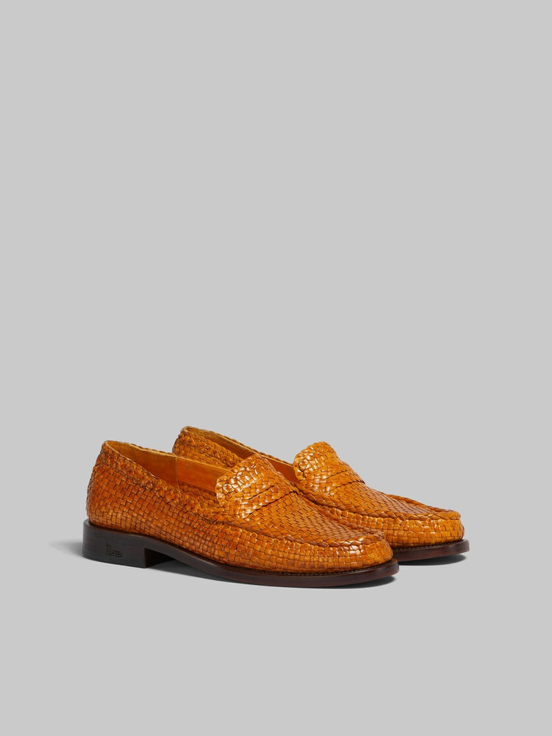 ORANGE WOVEN LEATHER BAMBI LOAFER 2