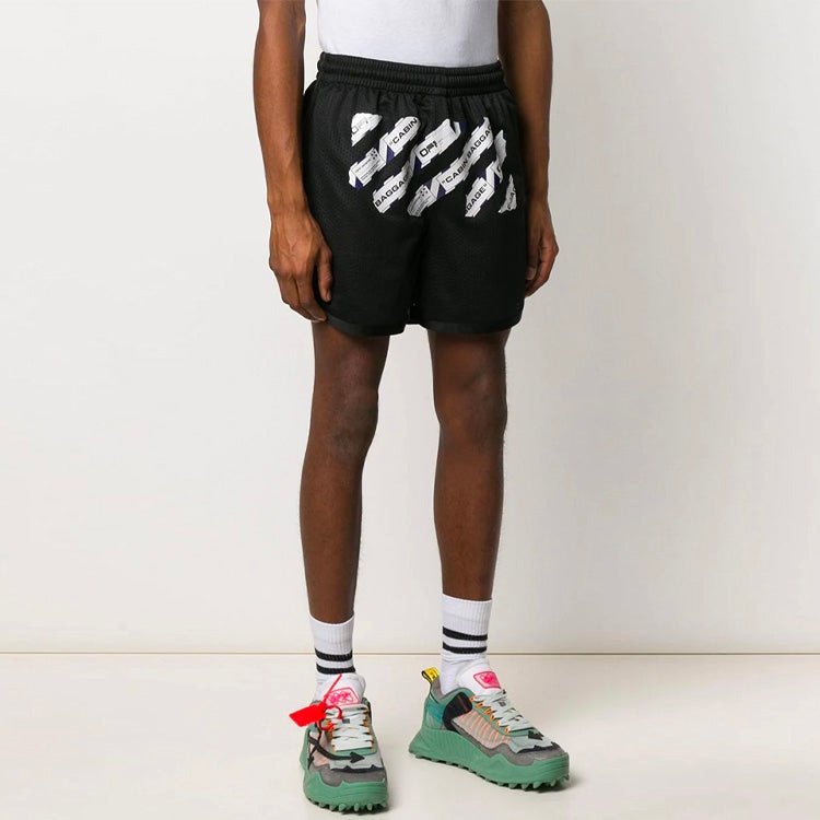 Men's Off-White CO VIRGIL ABLOH Rubber Strap Mesh Casual Shorts Black OMCI005S201010031088 - 3
