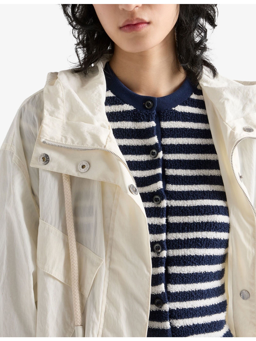 Striped Boucle Knitted Cardigan - 3