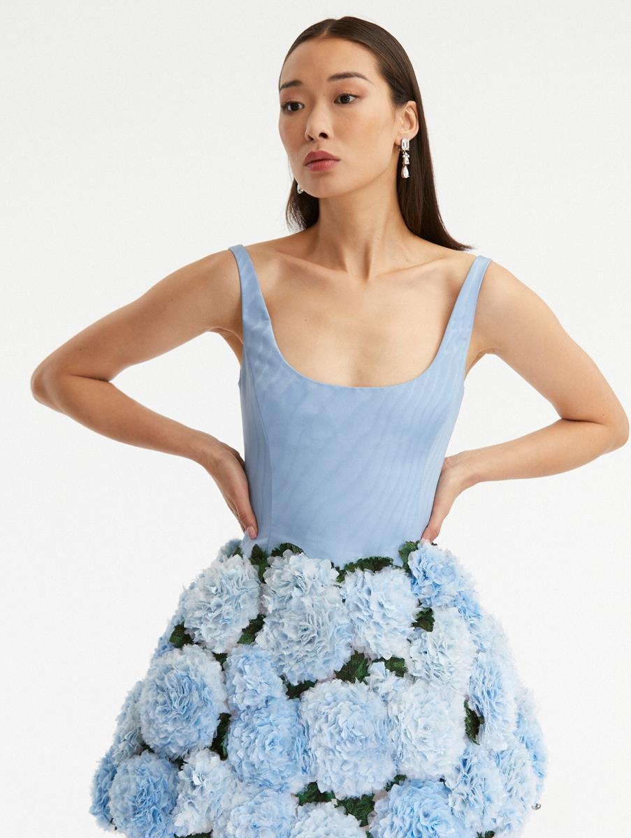 Oscar de la Renta Sunflower quilted trumpet dress - Blue