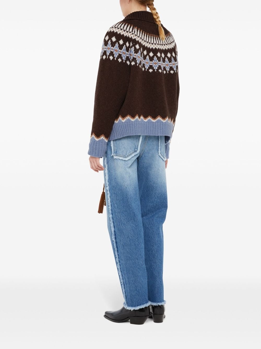 fair isle intarsia knit wool cardi coat - 5