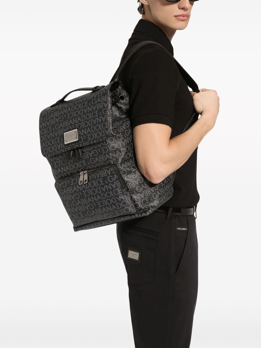 coated jacquard backpack - 2