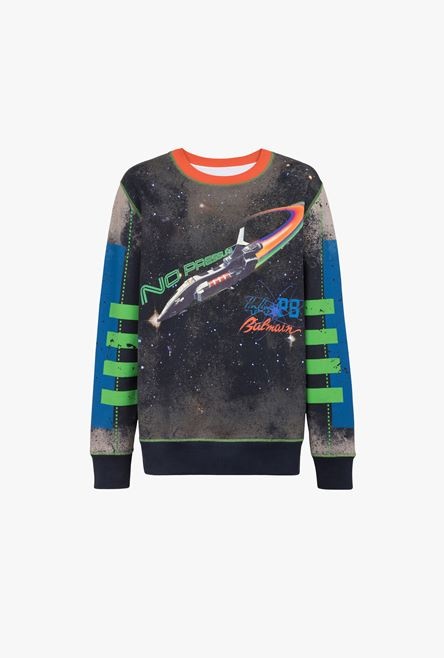 Oversized multicolor cotton sweatshirt with Balmain logo print - 1
