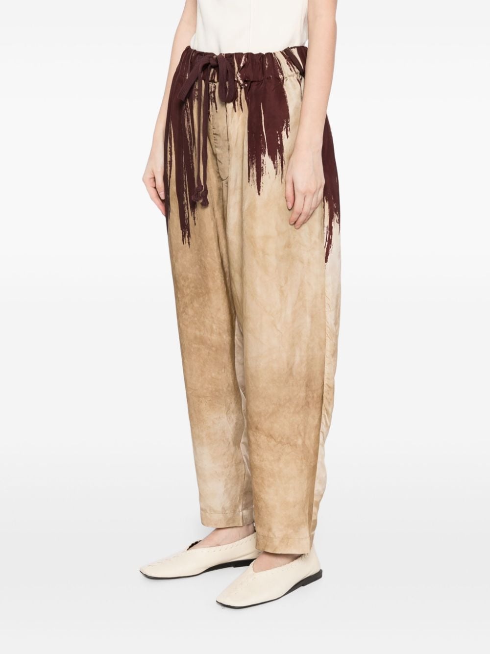 abstract pattern print drawstring trousers - 3