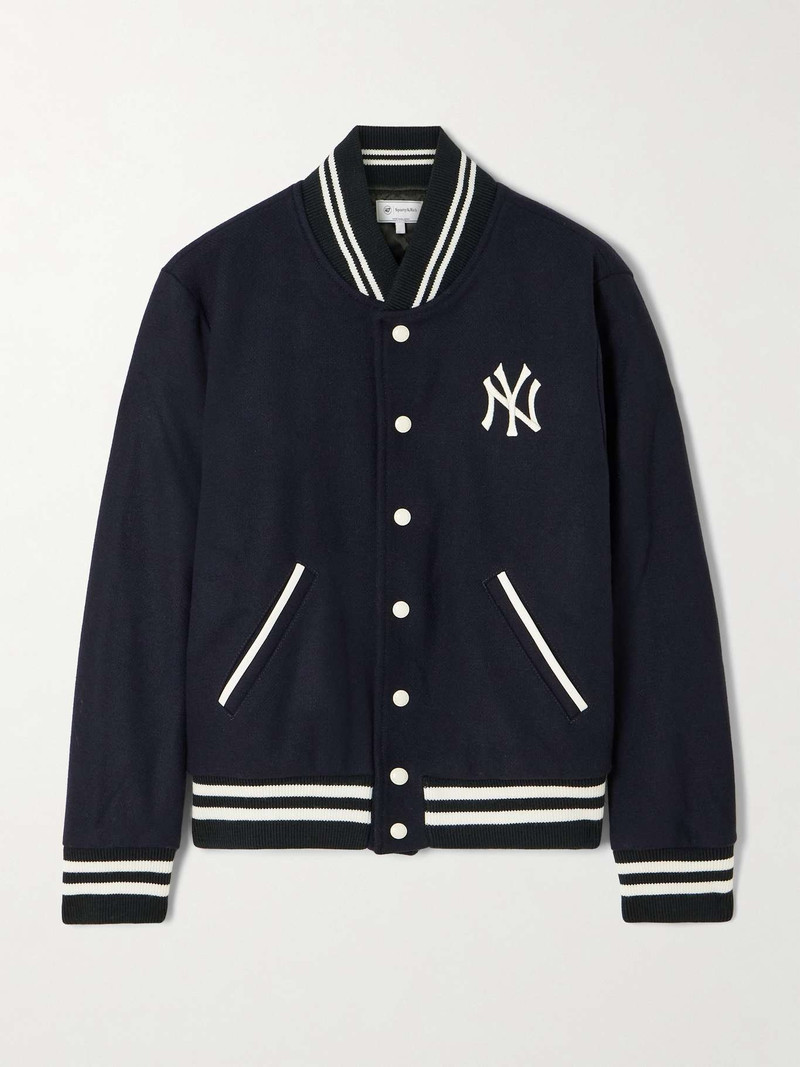 + '47 & The New York Yankees embroidered striped wool-blend varsity jacket 1