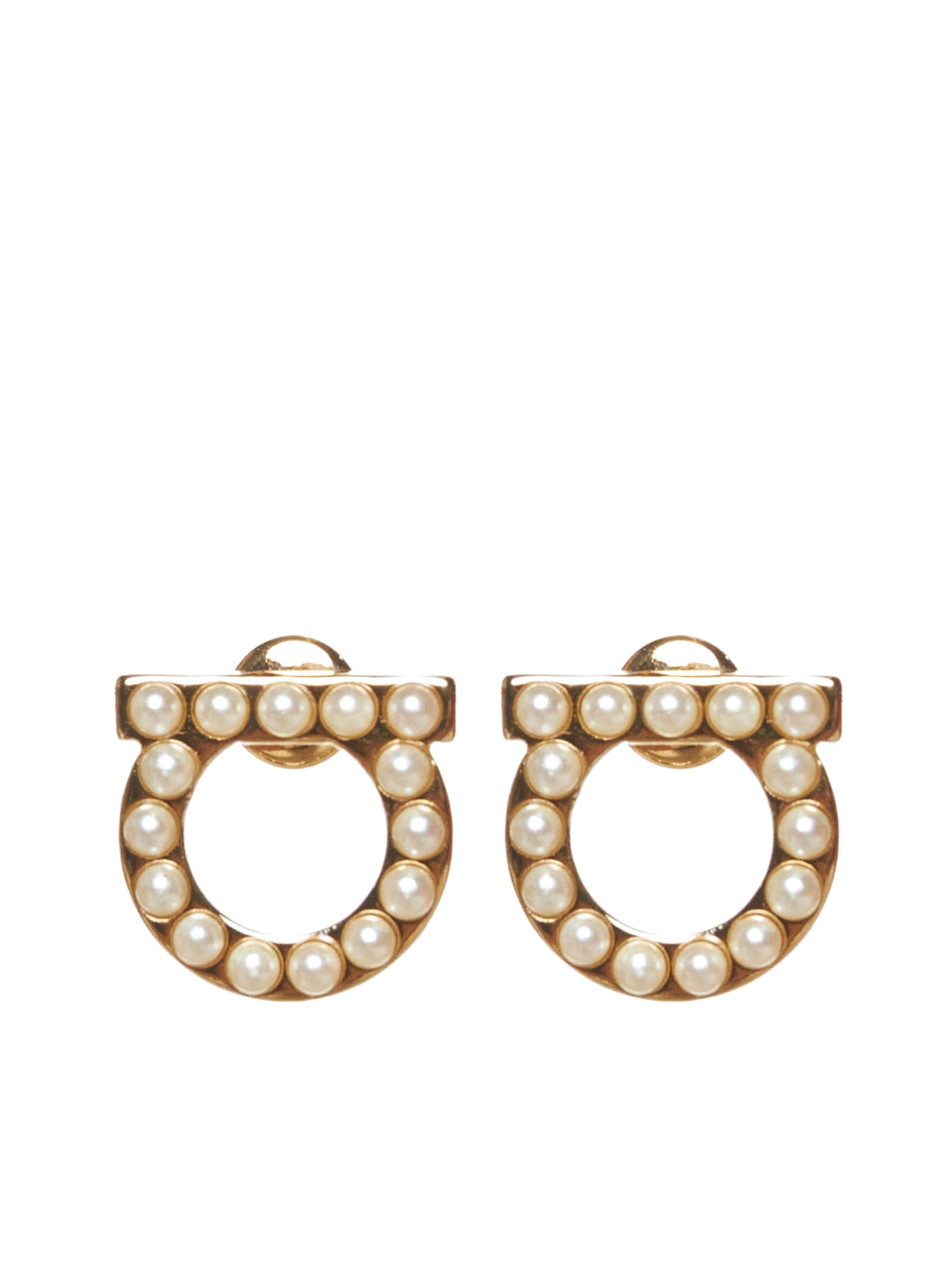 Ferragamo Women Gancini Earrings With Pearls - 1
