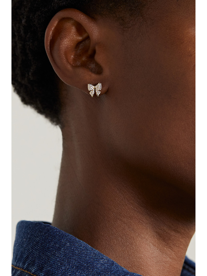 SYDNEY EVAN Small Bow 14-karat Gold Diamond Single Earring outlook