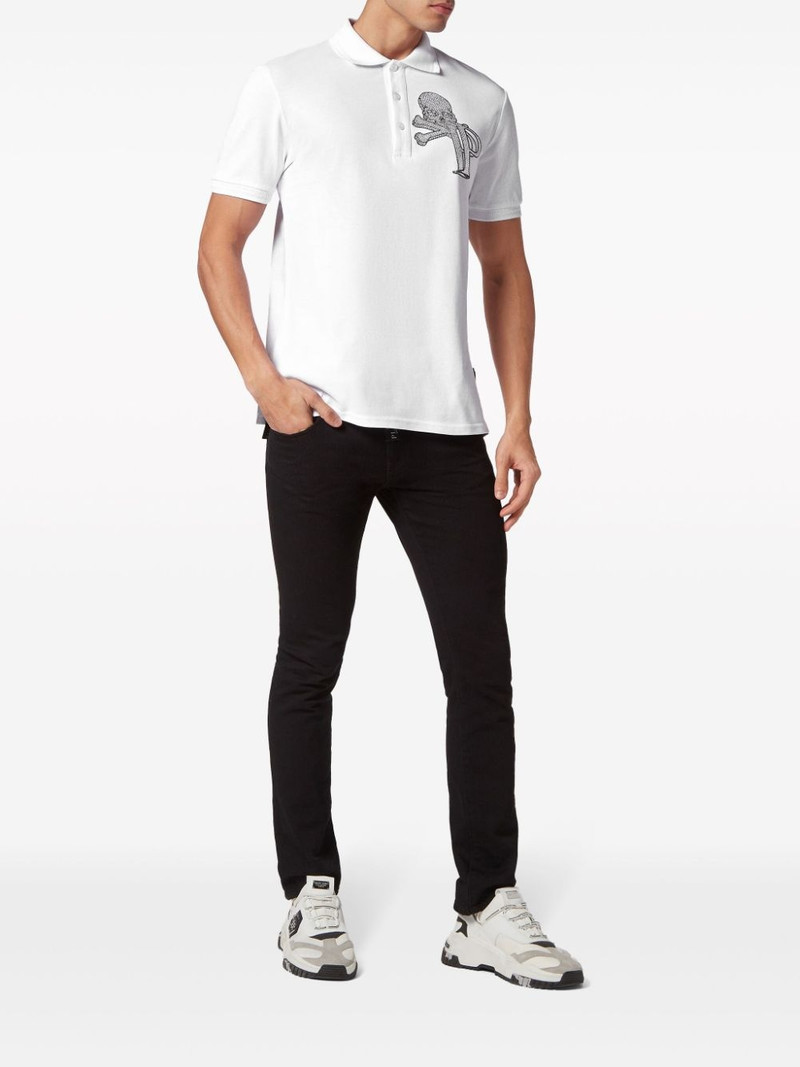 PHILIPP PLEIN Wire Frame crystal-embellished polo shirt outlook