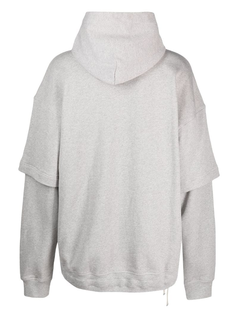 layered-sleeves cotton hoodie - 2