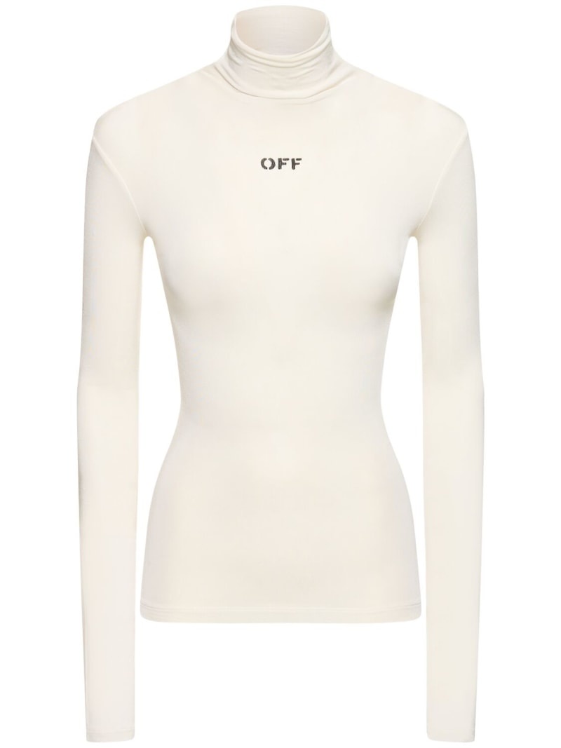 Logo viscose blend turtleneck top - 1