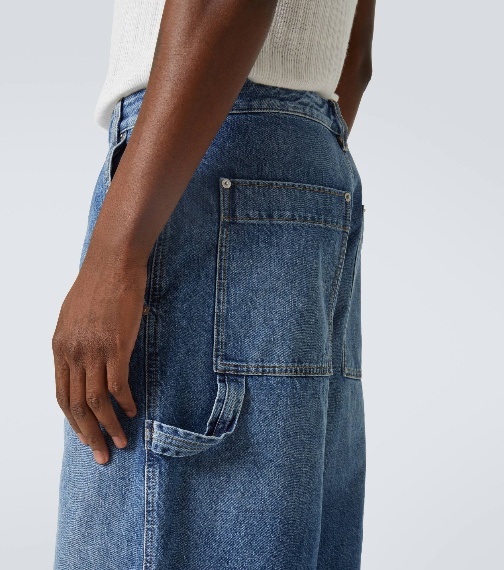 High-rise denim Bermuda shorts - 6