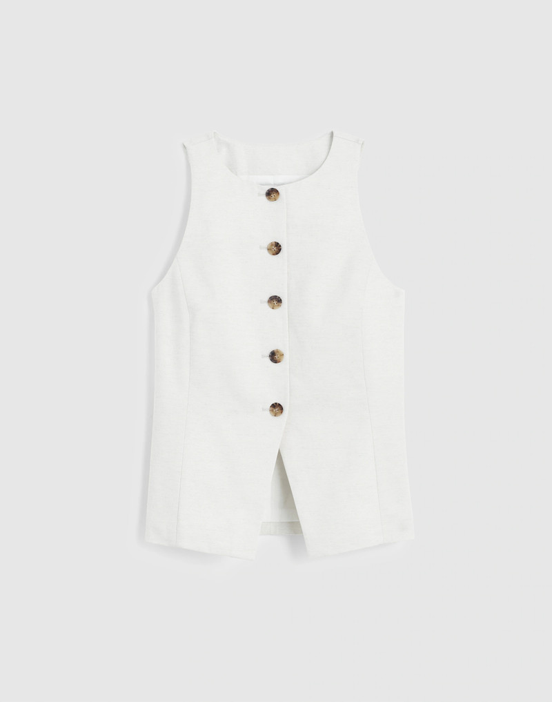 Crewneck Cutaway Vest in Drapey Twill 1