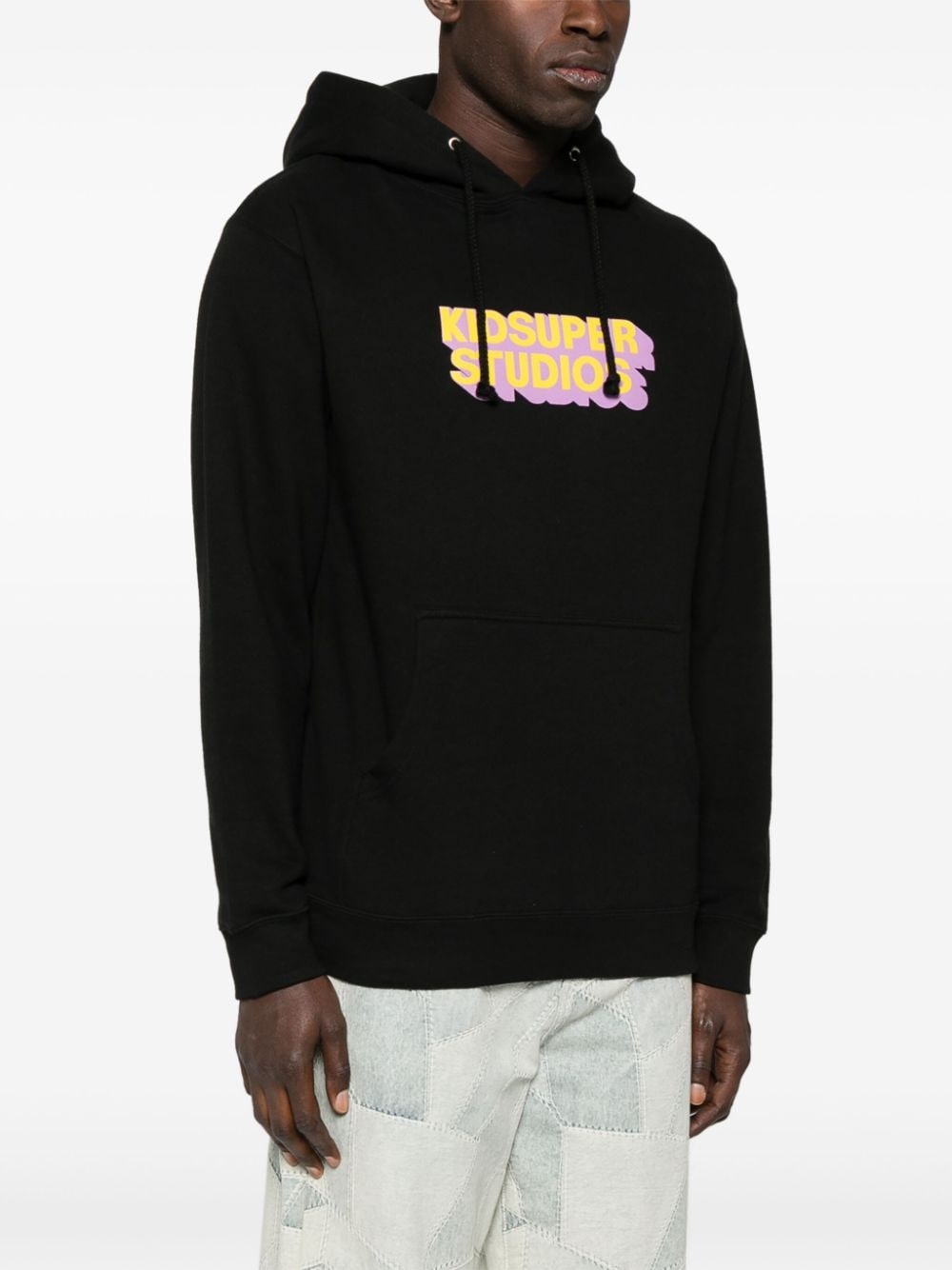 logo-print cotton hoodie - 3