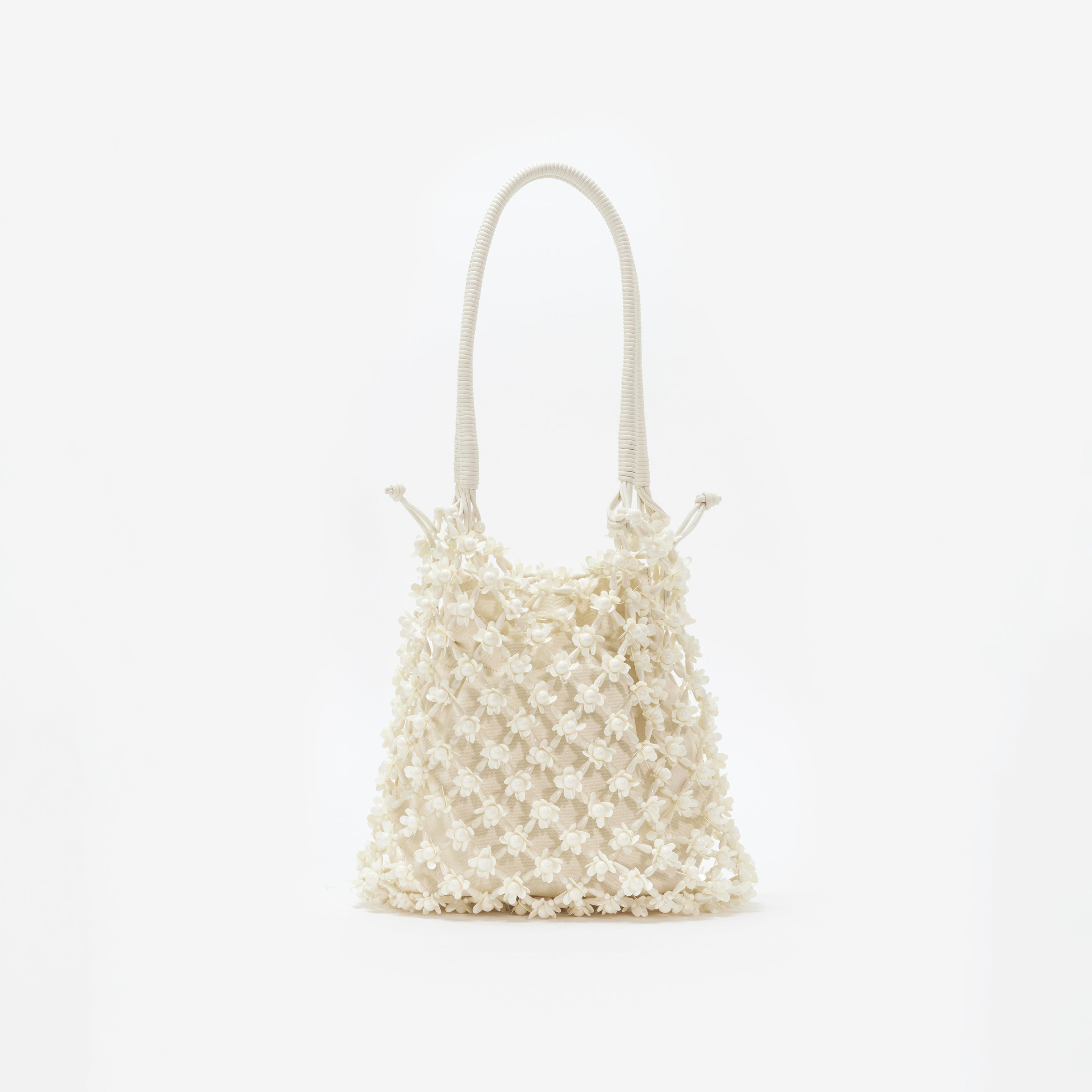 Cream Beaded Medium Tote - 3