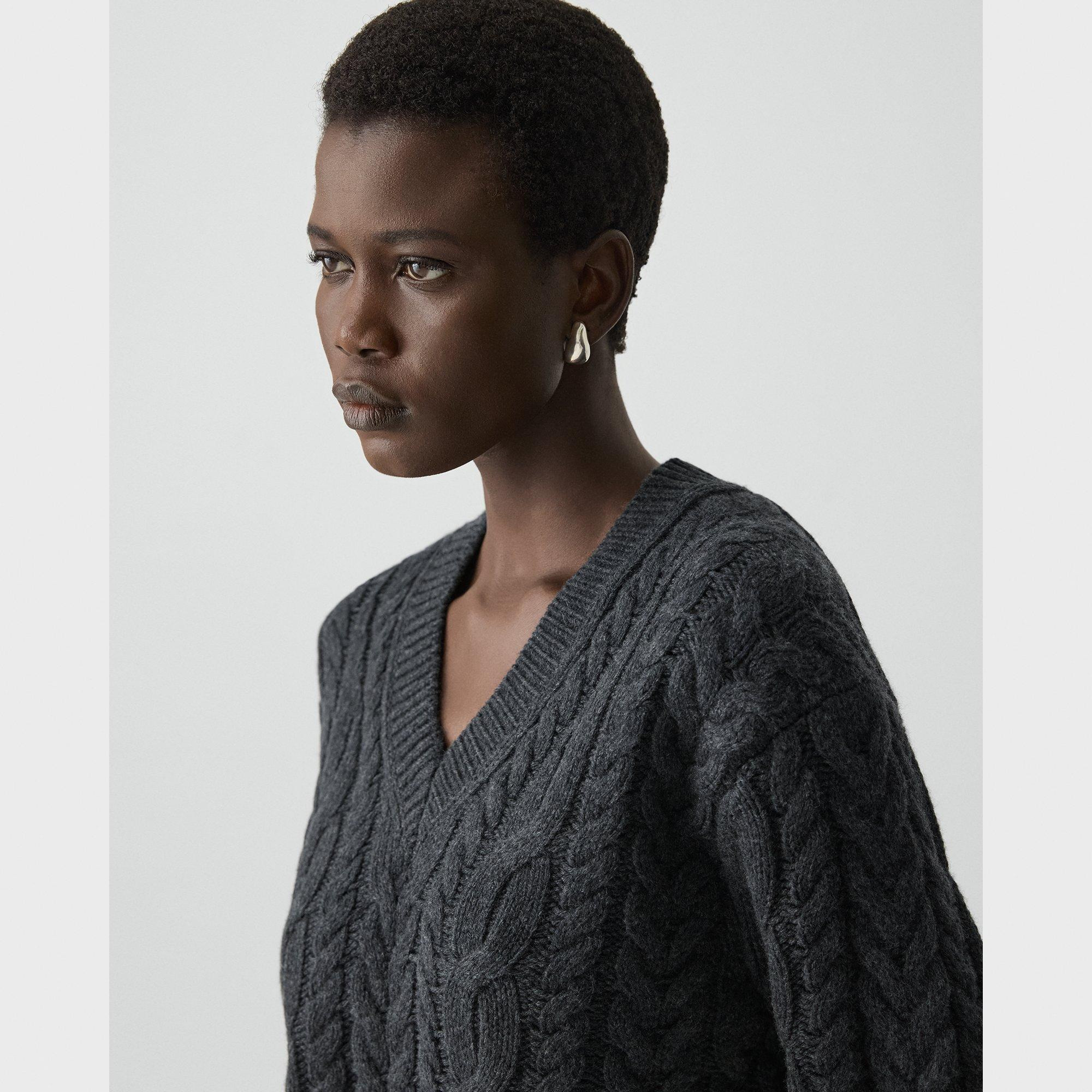 Cable-Knit Sweater in Felted Wool-Cashmere - 5