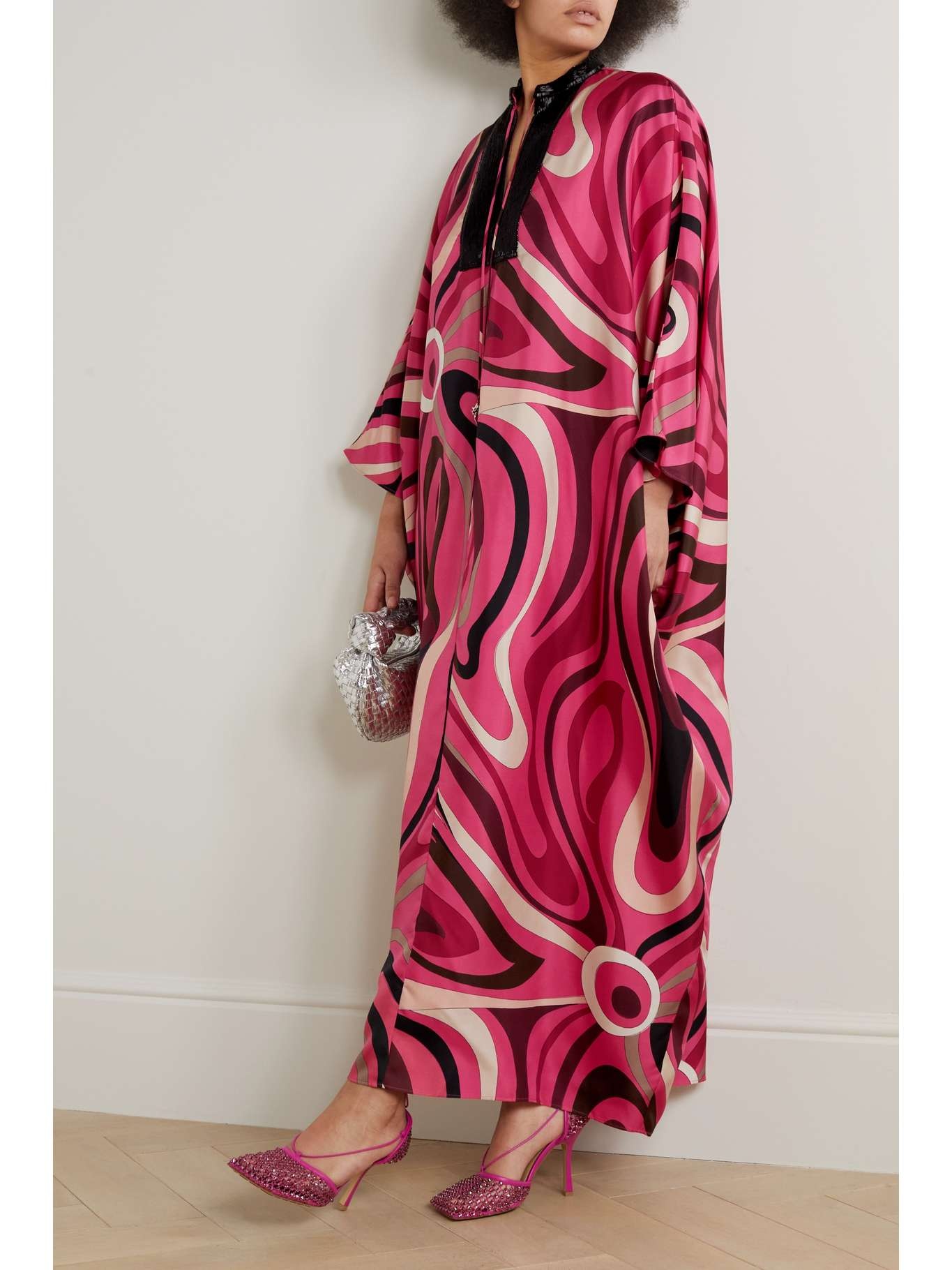 Embellished printed silk-crepe kaftan - 2