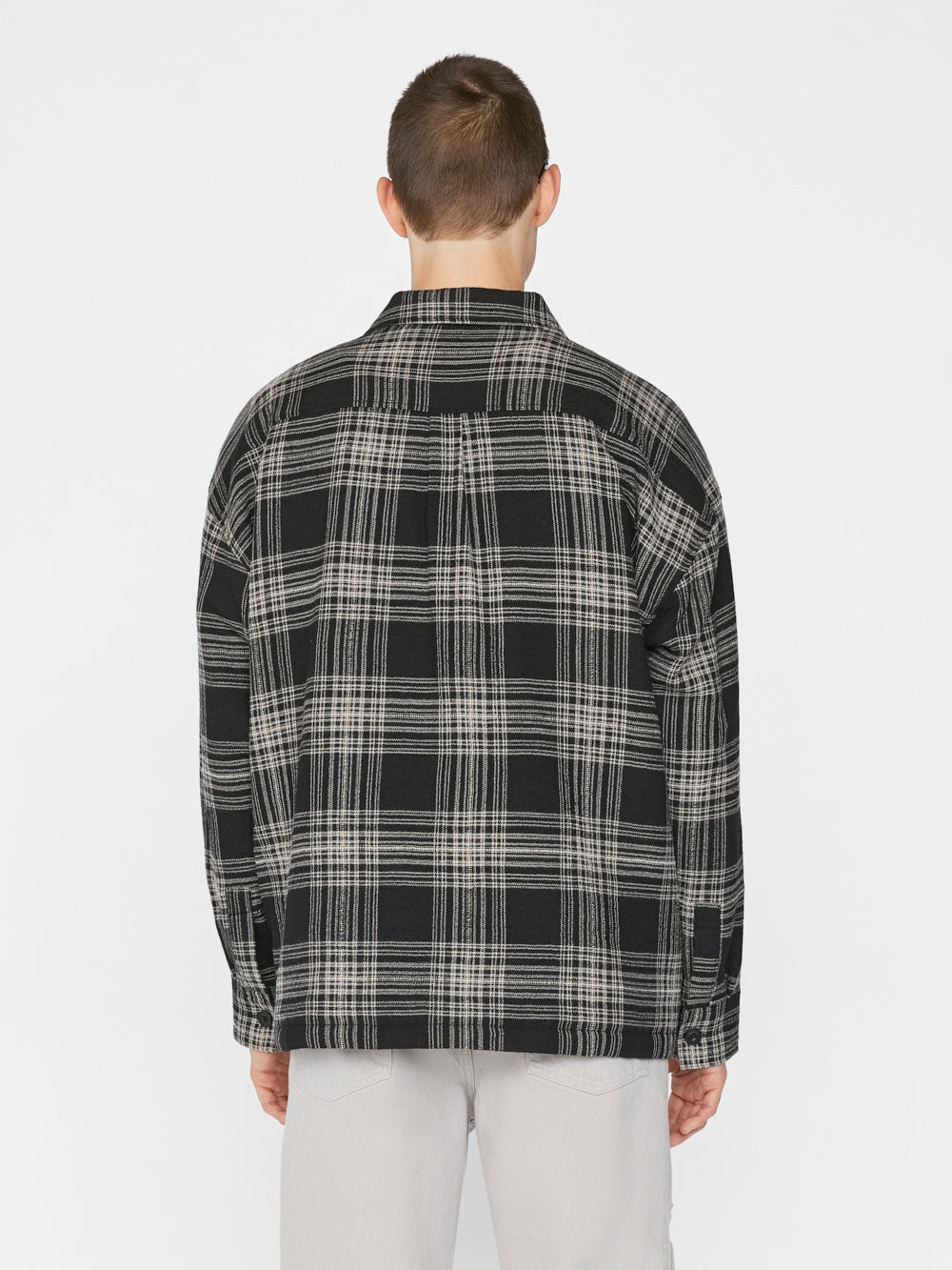 Padded Checked Flannel Overshirt in Noir - 8