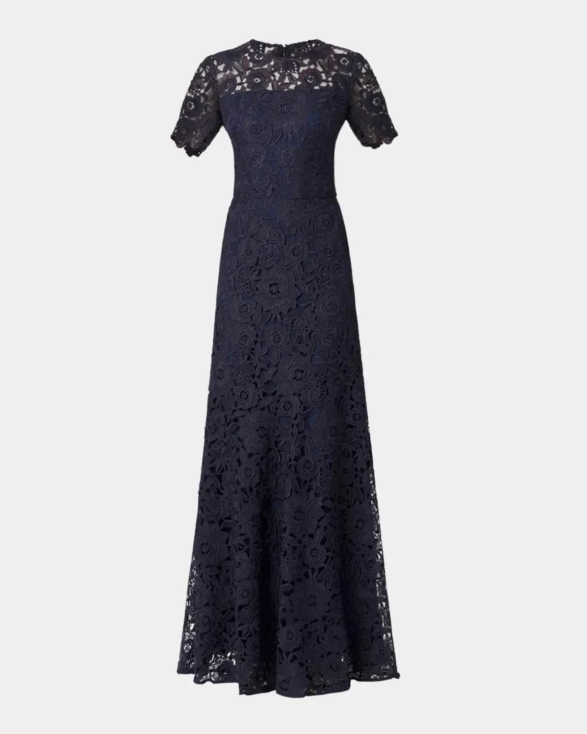 Elie Illusion-Sleeve Lace Gown - 1