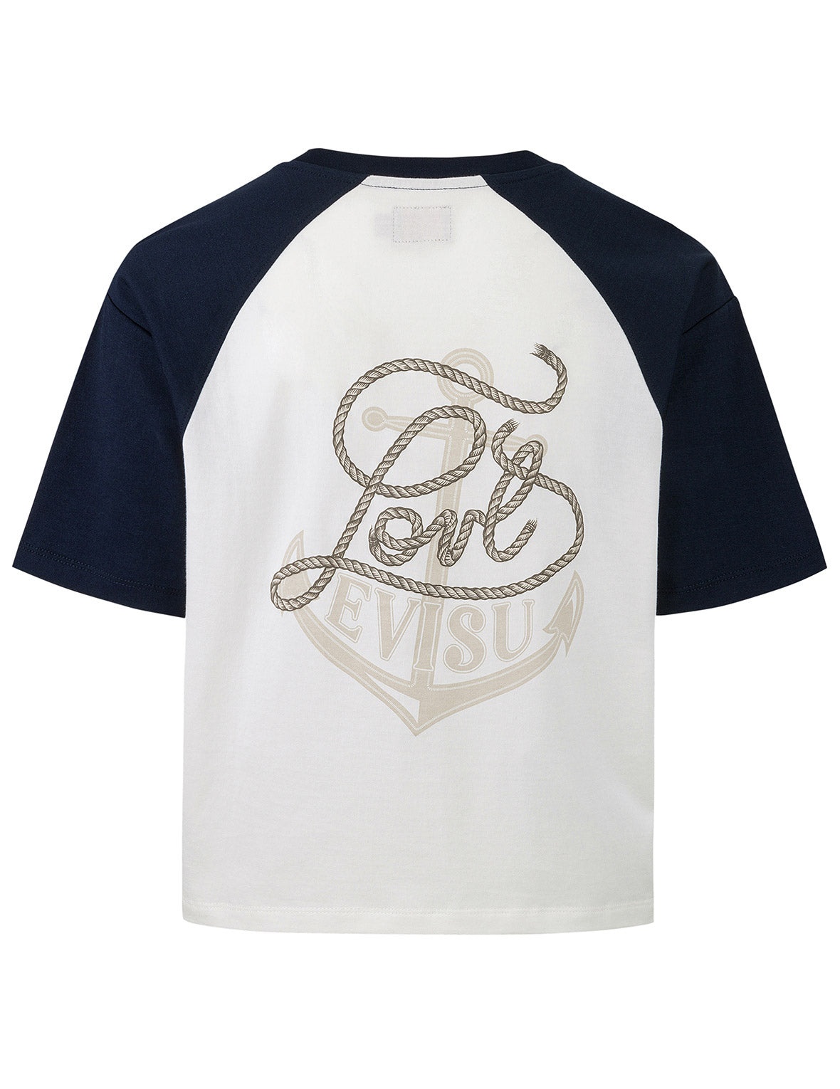 Nautical Theme Embroidery and Print Cropped Horn-sleeve T-Shirt - 10