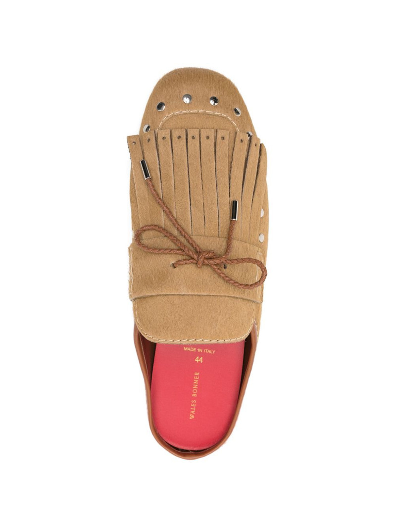 Montego calf-hair fringed mules 4
