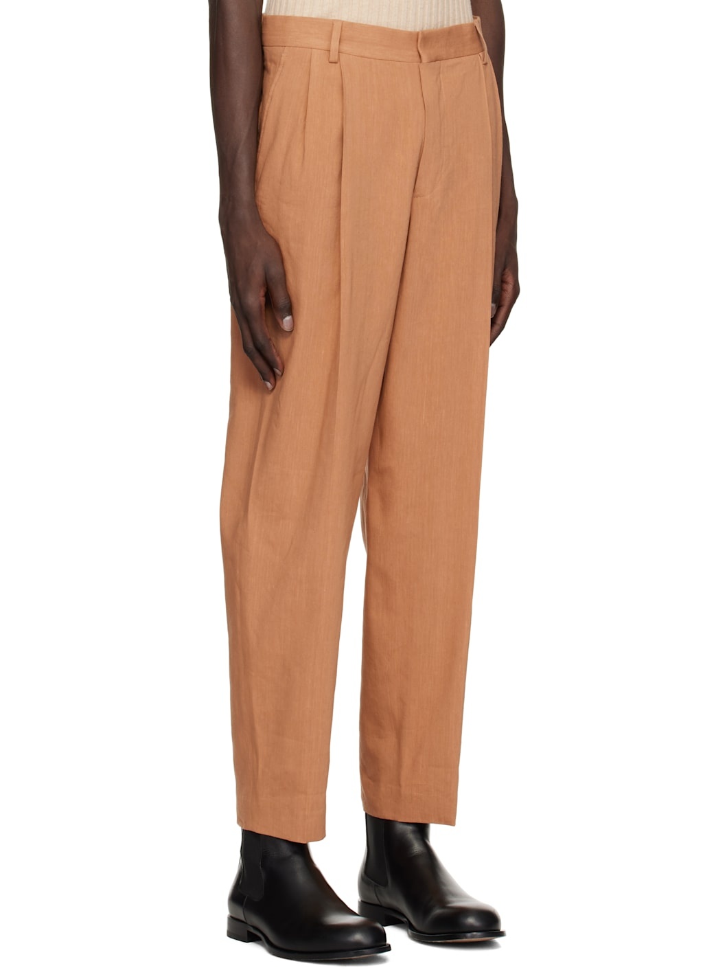 Tan Pleated Trousers - 2