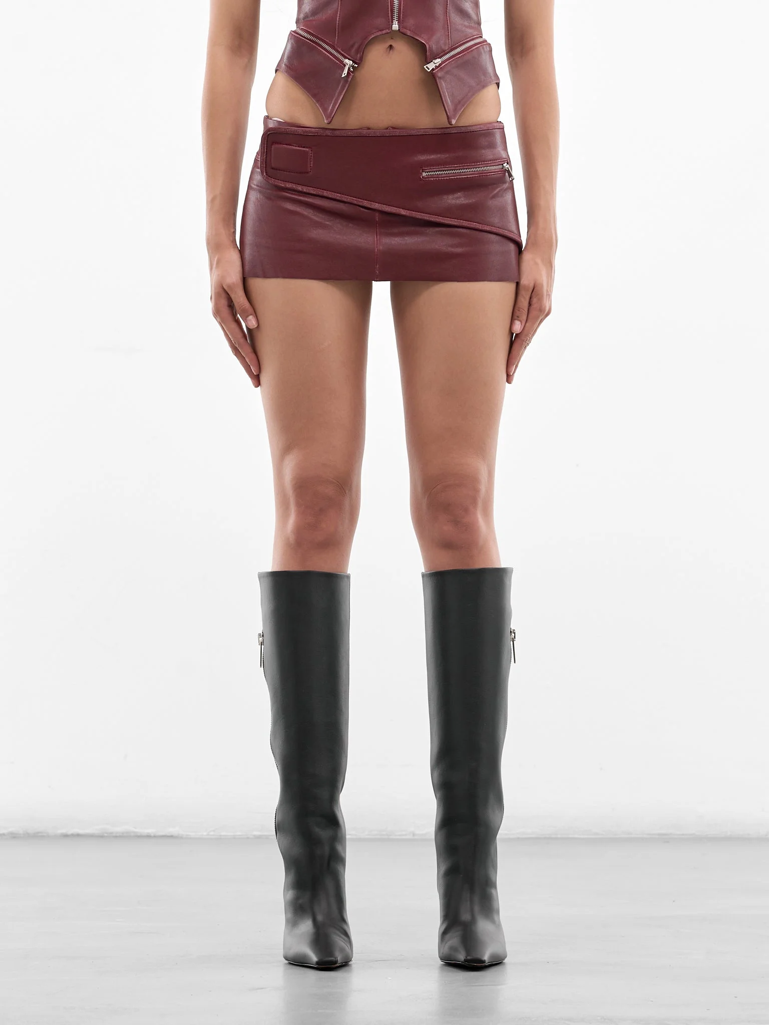 Red Leather Micro Skirt - 1