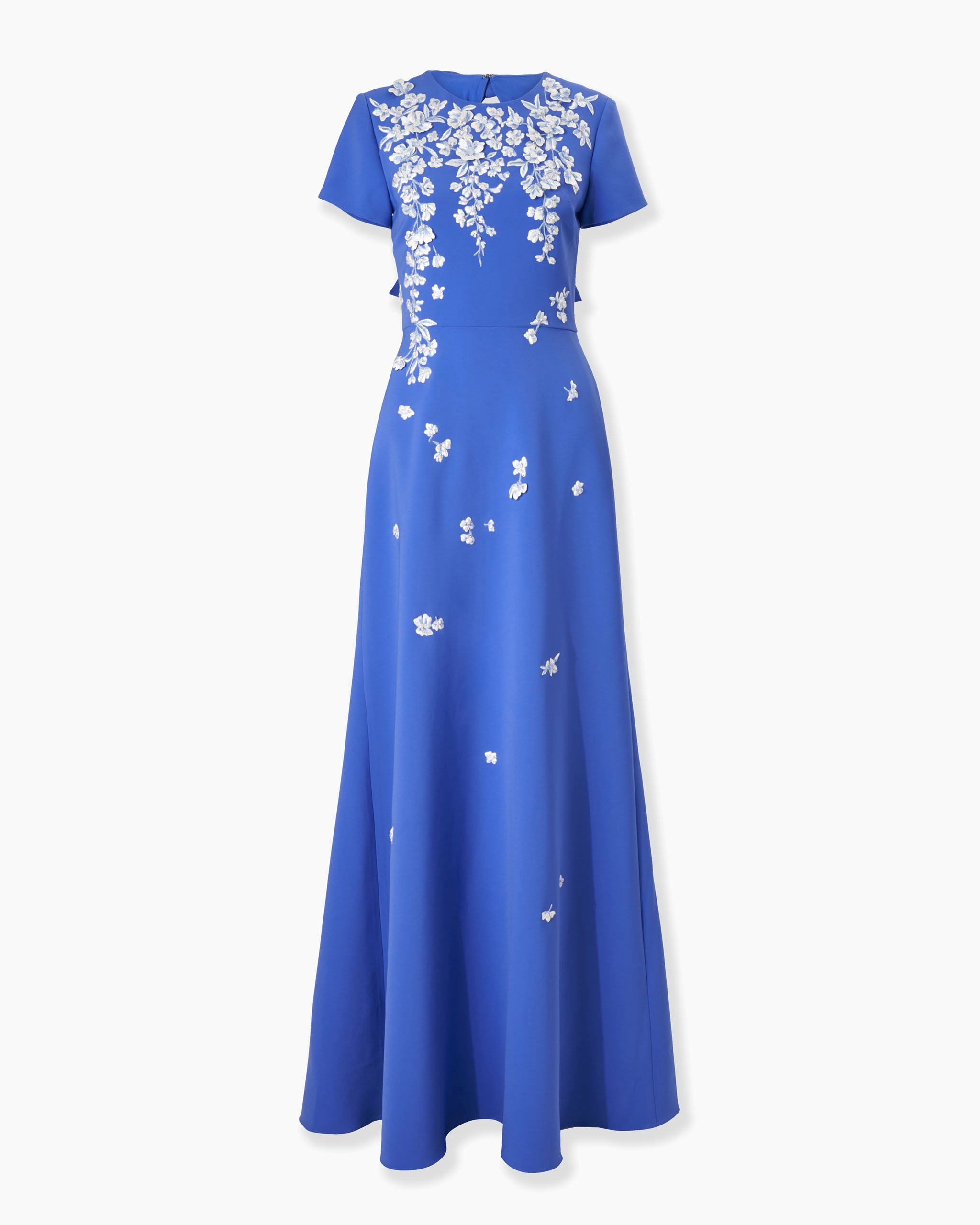 Floral-Embroidered Gown With Bows - 1