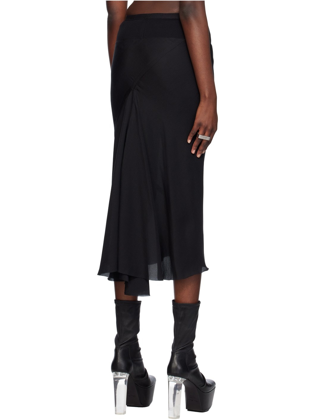 Black A Line Midi Skirt - 3