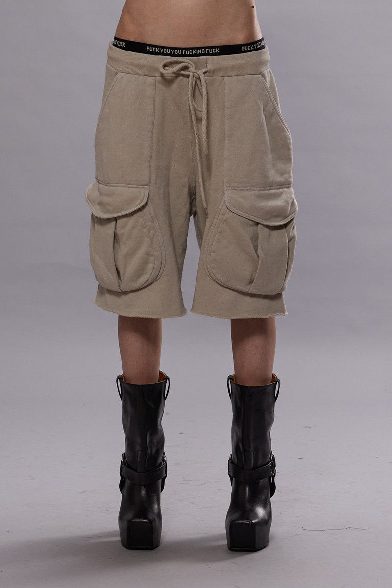 R13 MULTIPOCKET RELAXED SWEATSHORTS - LIGHT STONE outlook