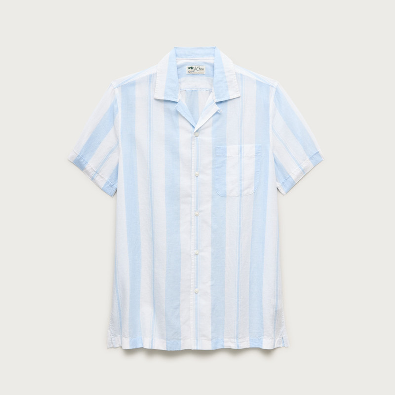 Short-sleeve camp-collar shirt in cotton-linen blend 1