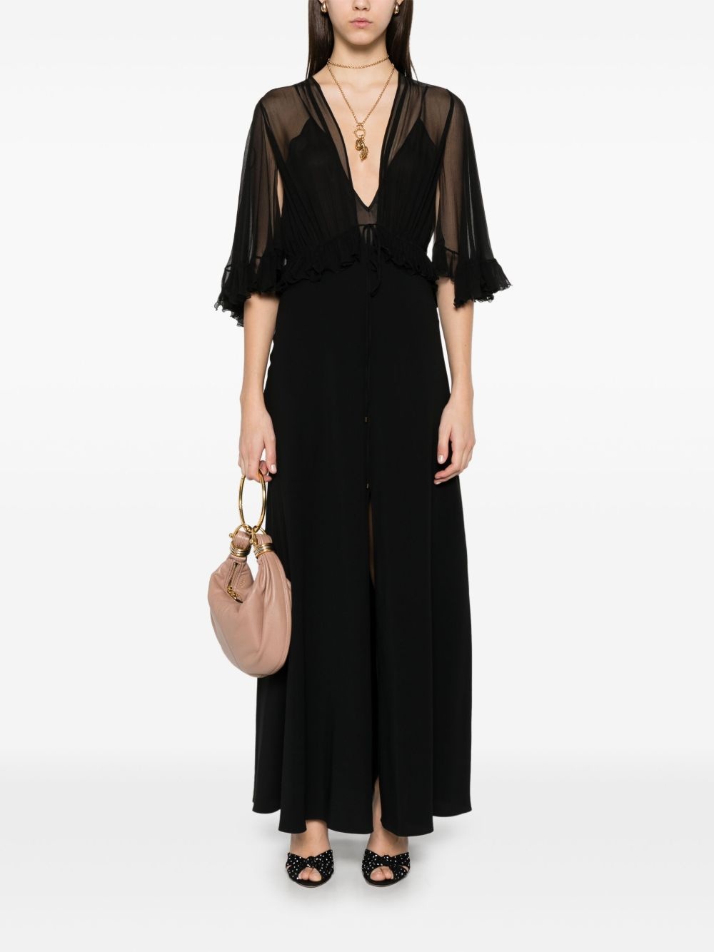V-neck crepe maxi dress - 2
